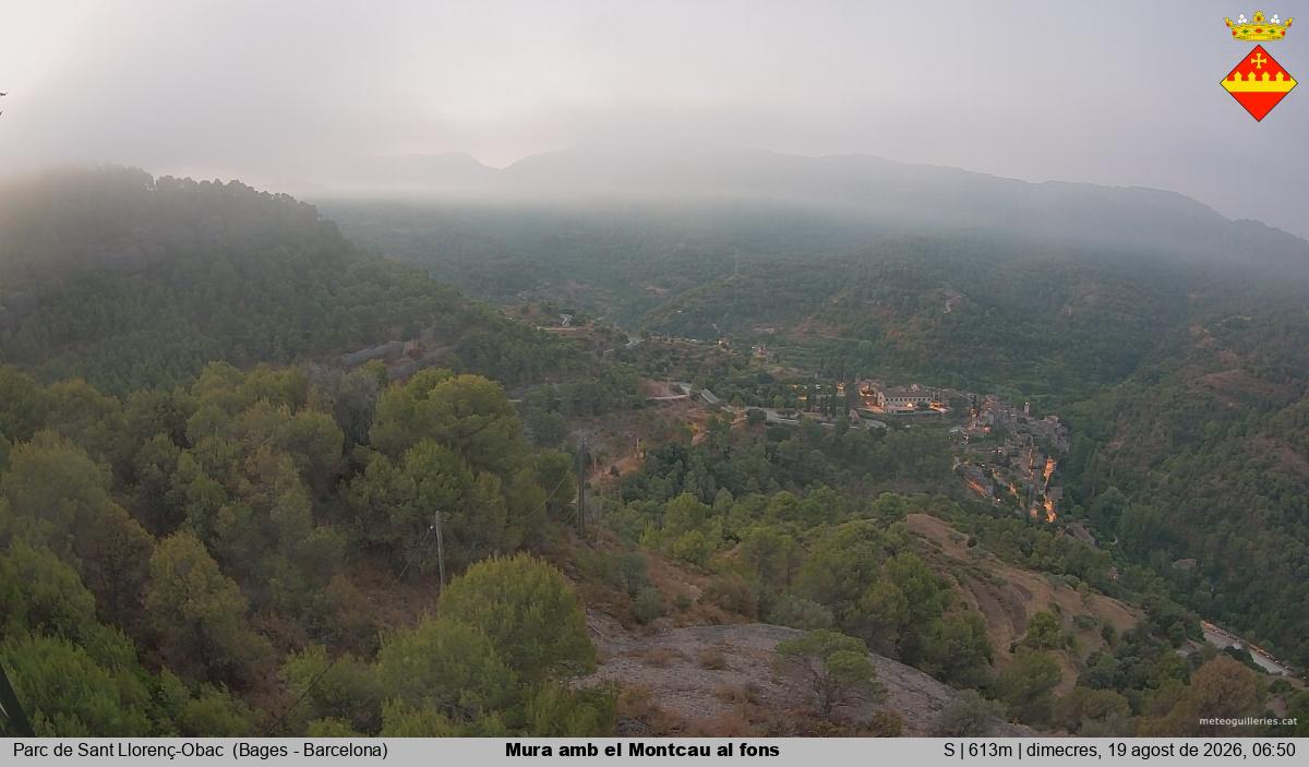 Mura amb el Montcau al fons