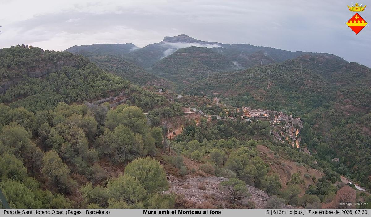Mura amb el Montcau al fons