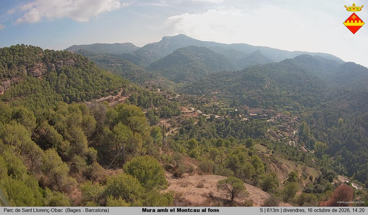 Mura amb el Montcau al fons