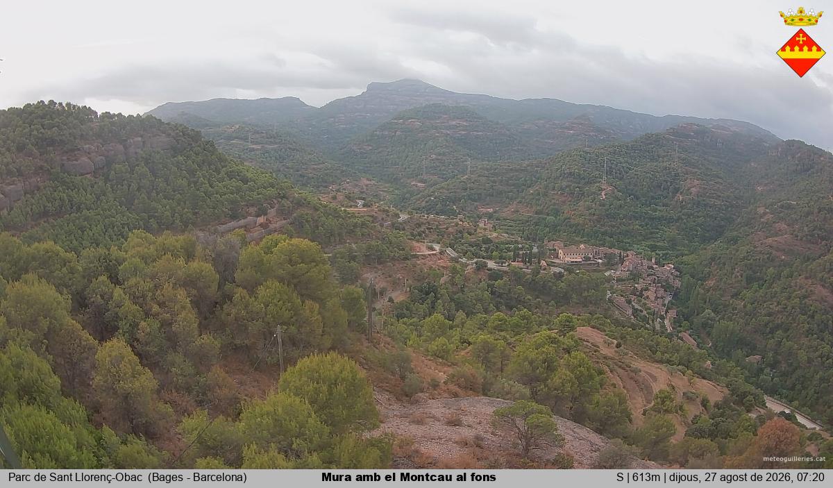 Mura amb el Montcau al fons