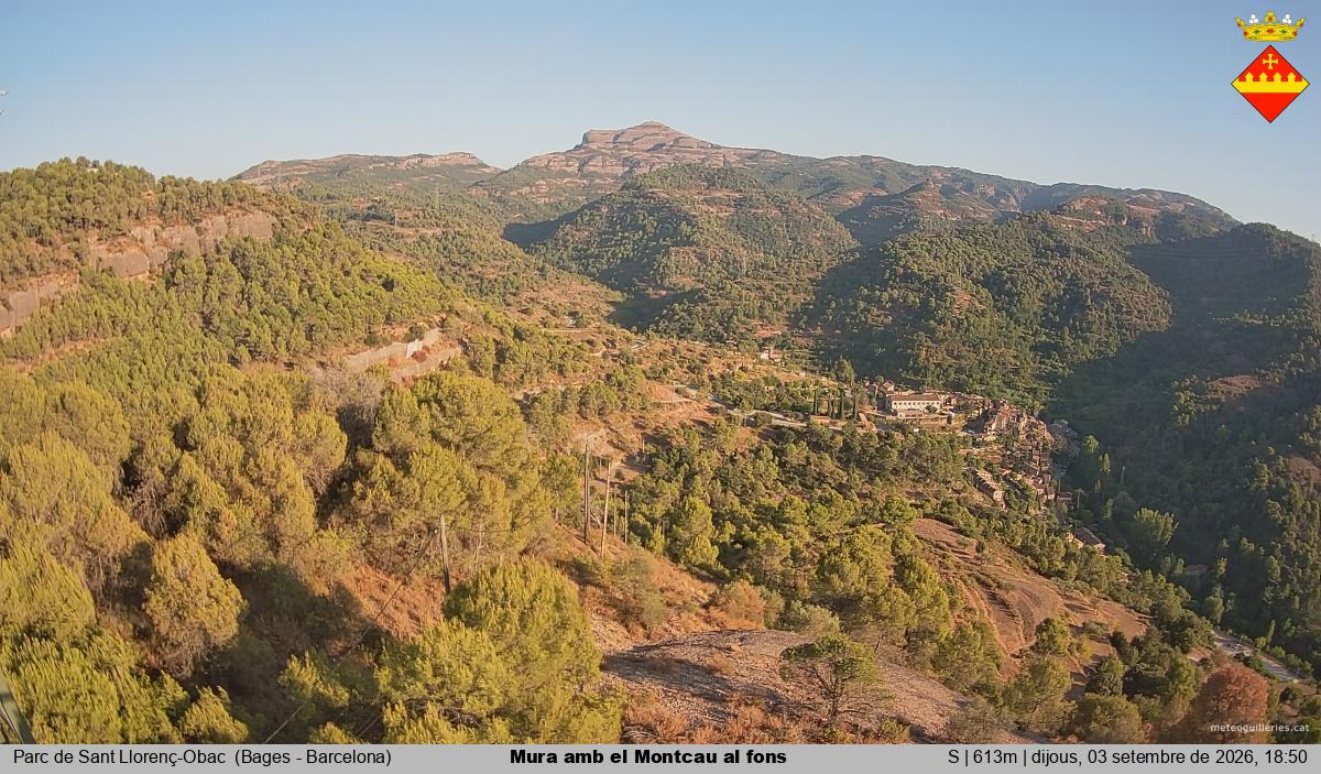 Mura amb el Montcau al fons