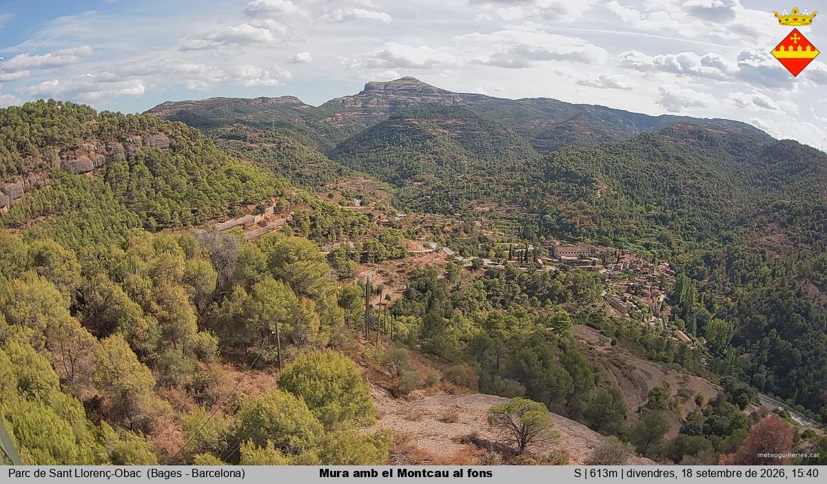 Mura amb el Montcau al fons
