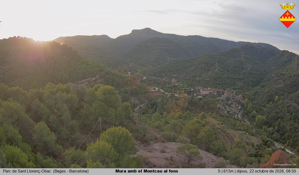 Mura amb el Montcau al fons